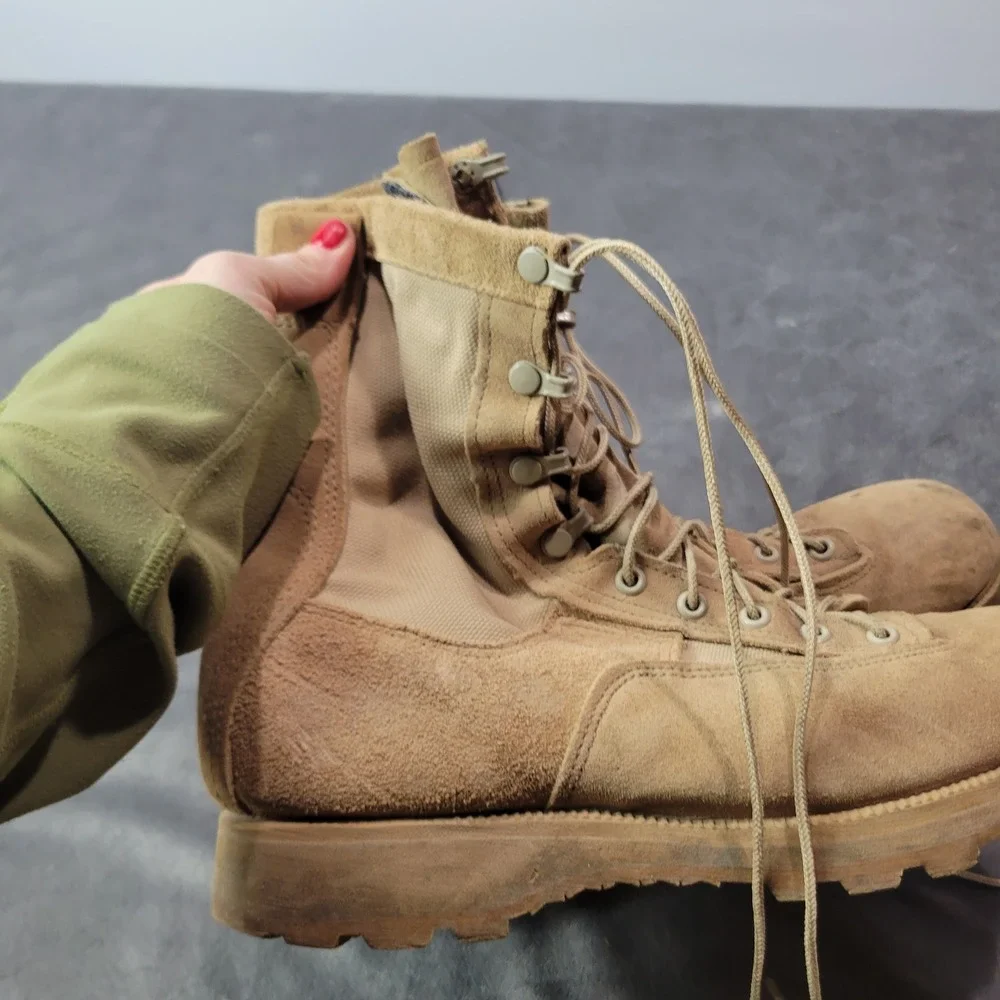 Belleville Mens‎ Tan Suede Canvas Combat Boots Vibram Sole Size 10R